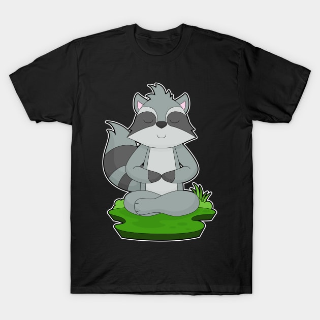 Racoon Yoga Fitness Meditation T-Shirt by Markus Schnabel